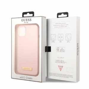 Guess GUHMP13MSBPLP iPhone 13 6.1" vaaleanpunainen/vaaleanpunainen kova Suojakuori Silicone Logo Plate MagSafe