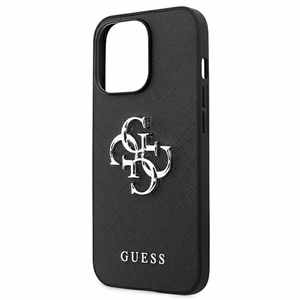 Guess Saffiano 4G Metal Logo suojakuori iPhone 13 Pro / 13 6.1":lle - musta