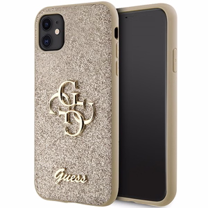 Guess GUHCN61HG4SGD Suojakuori iPhone 11 / Xr:lle - kultainen Glitter Script Big 4G