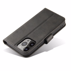 Lompakko-Suojakuori jalustalla iPhone 15 Pro:lle Magnet Case - musta