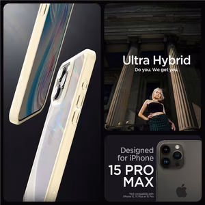 Spigen Crystal Hybrid Suojakuori iPhone 15 Pro Max:lle - Kirkas Beige