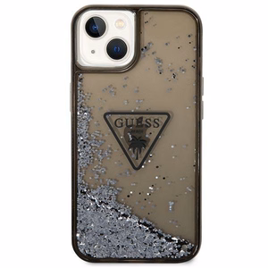 Guess GUHCP14SLFCTPK iPhone 14 6.1" musta/musta kova Suojakuori Liquid Glitter Palm Collection
