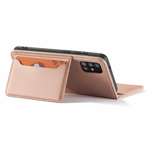 Magneettikorttikotelo Kotelo Samsung Galaxy A12 5G pussi lompakko kortin haltija vaaleanpunainen