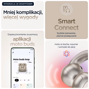 Motorola moto buds loop kuulokkeet langaton korvanipistettävä puhelut/musiikki/urheilu/arki Bluetooth beige