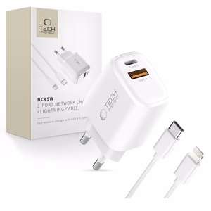 Tech-Protect NCA45W-GAN 2-porttinen 45W seinälaturi - valkoinen