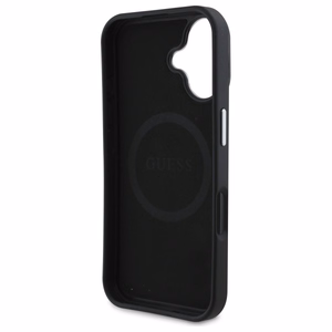 Guess Grained Triangle MagSafe Suojakuori iPhone 16:lle - Musta