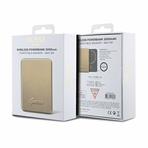 Guess MagSafe Metal Script Logo induktiovirtapankki 5W 3000mAh - kultainen