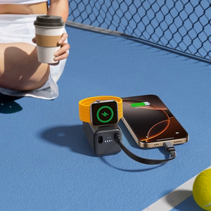 Joyroom JR-W13 5000mAh langaton virtapankki Apple Watchille + USB-C ja Lightning - musta