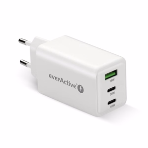GaN laturi 1 x USB, 2 x USB-C Quick Charge 4+ 65W valkoinen