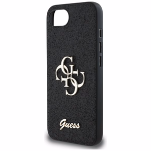 Guess HC Fixed Glitter Big 4G Suojakuori iPhone 16e:lle - Musta