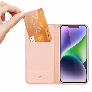 Dux Ducis Skin Pro -lompakkokuori iPhone 15 Plus:lle - vaaleanpunainen