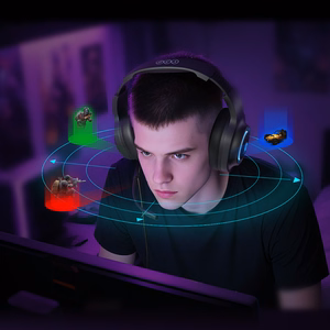 QCY V200 Pro Langalliset Gaming-Kuulokkeet 7.1 Äänellä ja Irrotettavalla Mikrofonilla - Musta