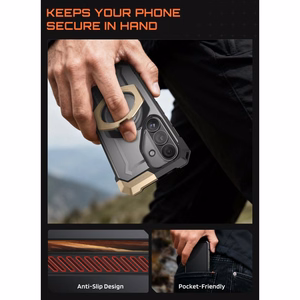 Supcase UB Grip Mag MagSafe Suojakuori Samsung Galaxy S26:lle - Musta ja ruskea