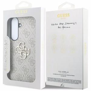 Guess Leather 4G Metal Logo -suojakuori Samsung Galaxy S26 FE – vaaleanpunainen