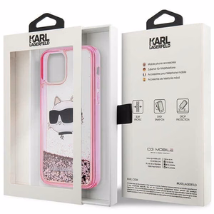 Karl Lagerfeld KLHCP12MLNCHCP iPhone 12 / 12 Pro 6.1" vaaleanpunainen/vaaleanpunainen kovakuori Glitter Choupette Head
