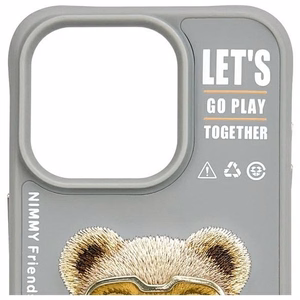 Nimmy Cool&Cute 2.0 Bear -suojakuori iPhone 15 Pro - harmaa