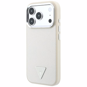 Guess Grained Triangle Logo MagSafe -suojakuori iPhone 18 Pro / 17 Pro – beige