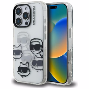 Karl Lagerfeld IML Multi K&C Head -kuvioinen suojakuori iPhone 16 Pro Max - läpinäkyvä