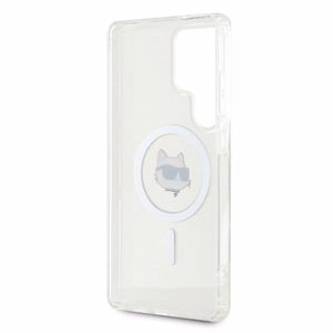 Karl Lagerfeld Button Choupette Head Printed Logo MagSafe Suojakuori Samsung Galaxy S25 Ultra Valkoinen