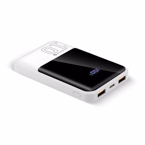 Varavirtalähde 10 000mAh, 2x USB, 1x USB-C 22,5W, QC4+, LCD-näyttö, valkoinen