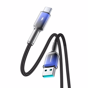 Joyroom S-A42 Crystal-Clear Series 3A USB-A - USB-C -kaapeli 1,2 m - musta