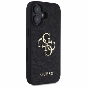 Guess Grained Big 4G Logo Small Classic Logo suojakuori iPhone 16:lle - musta