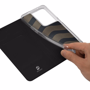 Dux Ducis Skin Pro tapauksessa Oppo Reno 8 Pro flip kansi kortti lompakko jalusta musta