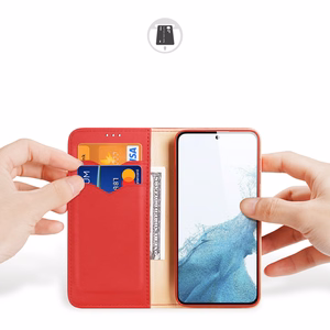 Dux Ducis Hivo Suojakuori Samsung Galaxy S23+ läppäkotelo lompakko jalusta RFID-esto punainen