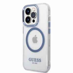 Guess GUHMP14XHTRMB iPhone 14 Pro Max 6.7" sininen/sininen kovakuori Metal Outline MagSafe