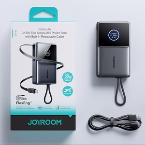 Joyroom JR-PR1 10000mAh 22.5W Powerbank sisäänrakennetulla sisäänvedettävällä USB-C-kaapelilla - musta