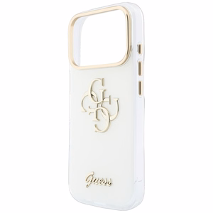 Guess IML 4G Script Metal -suojakuori iPhone 18 Pro / 17 Pro -malleille, valkoinen