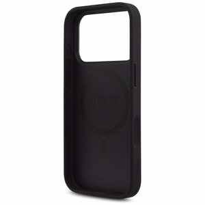 Guess Leather 4G Triangle Strass MagSafe -suojakuori iPhone 18 Pro / 17 Pro – musta