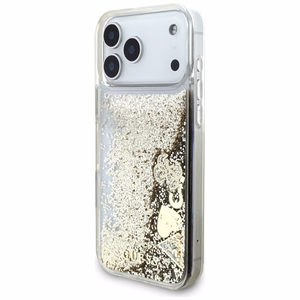 Guess Liq. Glitter 4 Charms Suojakuori iPhone 17 Pro Max:lle - kultainen