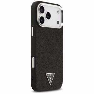 Guess Glitter Triangle Logo MagSafe Suojakuori iPhone 17 Pro Max:lle - Musta