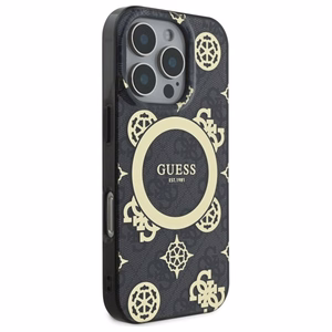 Guess IML Peony On 4G Background MagSafe Suojakuori iPhone 16 Pro Max:lle - musta