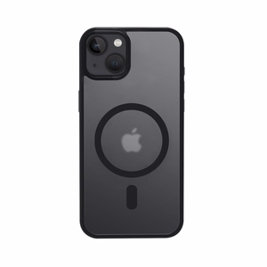 Crong Hybrid Frost MAG Cover suojakuori iPhone 15 Plus -laitteelle, MagSafe-yhteensopiva, musta