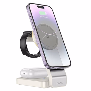 Langaton laturi Hoco 3in1 15W MagSafe-yhteensopiva CQ3 valkoinen