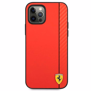 Ferrari FESAXHCP12LRE iPhone 12 Pro Max 6.7" punainen/punainen kovakotelo On Track Carbon Stripe