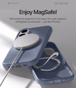 Mercury Pure Magsafe silikoni kotelo Apple iPhone 16e/17e laventeliharmaa