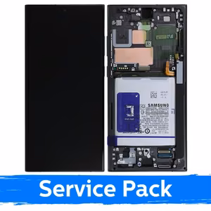 LCD Näyttö Samsung S918 S23 Ultra kehyksellä / Phantom Musta (Punainen)(Grafiitti) / (Service Pack) +AKKU MUKANA