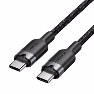 Vention USB-C–C kaapeli, punottu, 3A, 480Mbps, 60W, 2m, musta