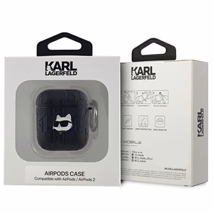 Karl Lagerfeld Monogram Choupette Head Suojakuori AirPods 1 / 2 -kuulokkeille - musta