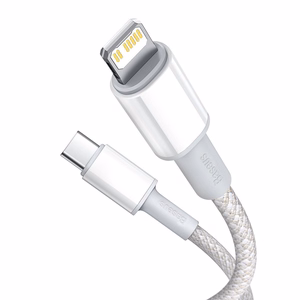 USB-C - Lightning Baseus High Density Braided kaapeli, 20W, PD, 2m (valkoinen)