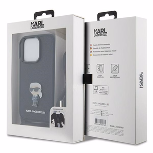 Karl Lagerfeld Crossbody Saffiano Monogram Metal Pin Karl & Choupette Suojakuori iPhone 15 Pro:lle - musta