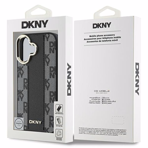 DKNY Checkered Pattern Magsafe iPhone 16:lle Suojakuori - Musta