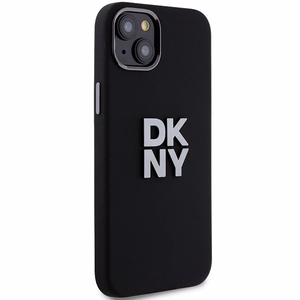 DKNY Liquid Silikoninen Metal Logo Suojakuori iPhone 15/14/13:lle - musta