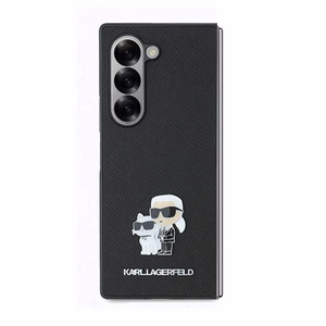 Karl Lagerfeld Saffiano Metal Pin Case for Samsung Galaxy Z Fold 6 - Black