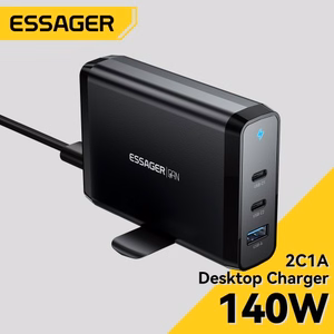 Charger Essager "Peak 2" Black 140W (2xPD / QC3.0)
