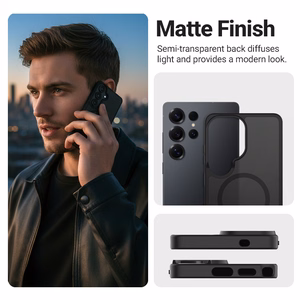 Crong Hybrid Matte Magnetic MagSafe suojakuori Samsung Galaxy S26 Ultra -laitteelle, harmaa