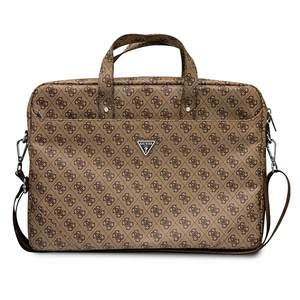 Guess Saffiano 4G Triangle Logo laukku 16 tuuman kannettavalle - ruskea
